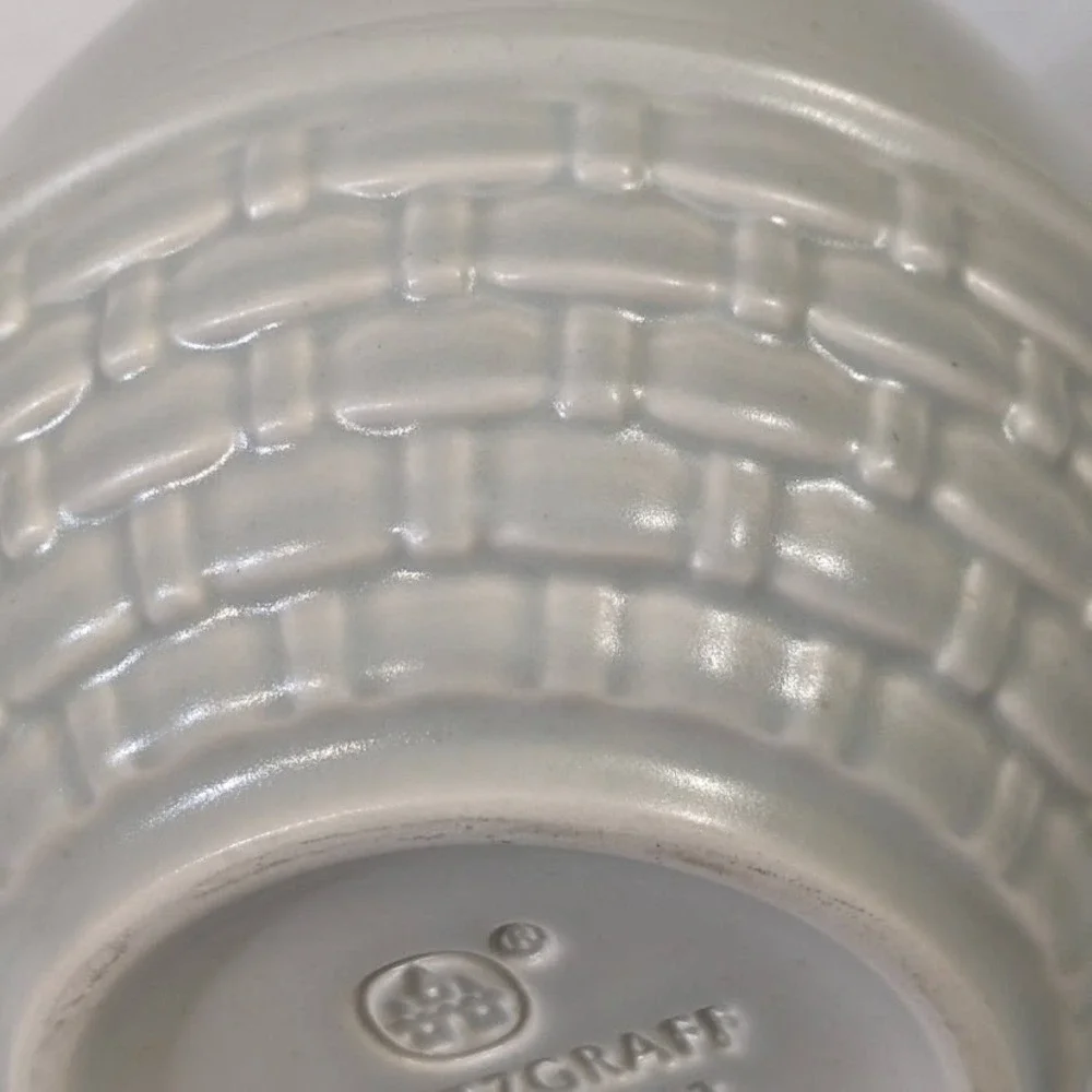 Vintage Pfaltzgraff Basketweave Stoneware Pitcher Off-White Vintage Farmhouse